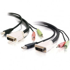 C2g 6ft DVI Dual Link + USB 2.0 KVM Cable with Speaker and Mic - 6ft - Black 14179