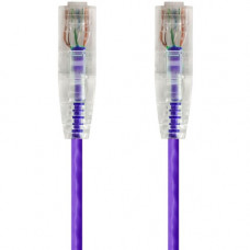 Monoprice SlimRun Cat6 28AWG UTP Ethernet Network Cable, 0.5ft Purple - 6" Category 6 Network Cable for Network Device - First End: 1 x RJ-45 Male Network - Second End: 1 x RJ-45 Male Network - Patch Cable - Purple 14788