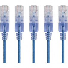 Monoprice 5-Pack, SlimRun Cat6A Ethernet Network Patch Cable, 7ft Blue - 7 ft Category 6a Network Cable for PC, Server, Printer, Router, Network Media Player, VoIP Device, Network Device - First End: 1 x RJ-45 Male Network - Second End: 1 x RJ-45 Male Net