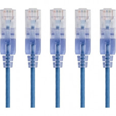 Monoprice 5-Pack, SlimRun Cat6A Ethernet Network Patch Cable, 10ft Blue - Category 6a for Network Device, PC, Computer, Server, Printer, Router, Network Media Player, VoIP Device, PoE-enabled Device, Network Device - Patch Cable - 10 ft - 5 Pack - 1 x RJ-