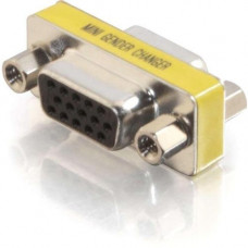 C2g HD15 VGA F/F Mini Gender Changer (Coupler) - 1 x HD-15 Female - 1 x DB-15 Female - Silver, Yellow 18962