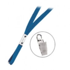 Brady Flat Braid Lanyard with Nickel Plated Steel Bulldog Clip - Royal Blue - TAA Compliance 2135-3552