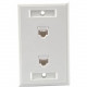 C2g Dual Cat5E RJ45 Configured Wall Plate - White - 2 x Socket(s) - RJ-45 - White 27416