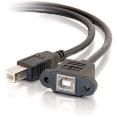 C2g 2ft Panel-Mount USB 2.0 B Female to B Male Cable - Type B Female USB - Type B Male USB - 2ft - Black - RoHS Compliance 28073
