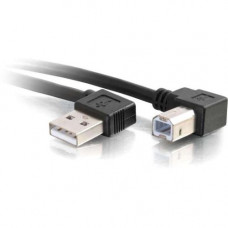 C2g 3m USB 2.0 Right Angle A/B Cable - Black (9.8ft) - 9.84 ft USB Data Transfer Cable for Mouse, Keyboard, Printer, Modem - First End: 1 x Type A Male USB - Second End: 1 x Type B Male USB - Shielding - Black 28111