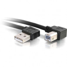 C2g 2m USB 2.0 Right Angle A/B Cable - Black (6.5ft) - 6.56 ft USB Data Transfer Cable for Printer, Keyboard, Microphone, Modem - First End: 1 x Type A Male USB - Second End: 1 x Type B Male USB - Shielding - Black - RoHS Compliance 28110