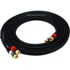 Monoprice 12ft Premium 2 RCA Plug/2 RCA Plug M/M 22AWG Cable - Black - 12 ft Coaxial Audio Cable for Audio Device - First End: 2 x RCA Male Audio - Second End: 1 x RCA Male Audio - Shielding - Gold Plated Connector - Black 2865