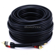 Monoprice 50ft Premium 2 RCA Plug/2 RCA Plug M/M 22AWG Cable - Black - 50 ft Coaxial Audio Cable for Audio Device - First End: 2 x RCA Audio - Male - Second End: 1 x RCA Audio - Male - Shielding - Gold Plated Connector - Black 2868