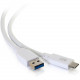 C2g 10ft USB 3.0 Type C to USB A - USB Cable White M/M - 10 ft USB/USB-C Data Transfer Cable for Tablet, Smartphone, Notebook - First End: 1 x Type A Male USB - Second End: 1 x Type C Male USB - 5 Gbit/s - White 28837