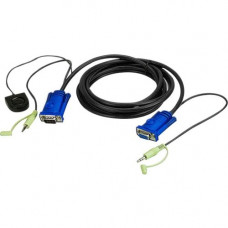 ATEN Port Switching VGA Cable - 5.91 ft Mini-phone/VGA KVM Cable for KVM Switch - First End: 1 x HD-15 Male VGA, First End: 1 x Mini-phone Male Audio - Second End: 1 x HD-15 Female VGA, Second End: 1 x Mini-phone Male Audio 2L5202B