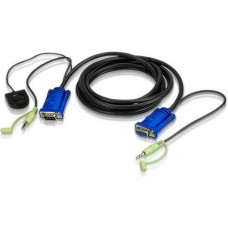 ATEN Port Switching VGA Cable - 9.84 ft Mini-phone/VGA KVM Cable for KVM Switch - First End: 1 x HD-15 Male VGA, First End: 1 x Mini-phone Male Audio - Second End: 1 x HD-15 Female VGA, Second End: 1 x Mini-phone Male Audio 2L5203B