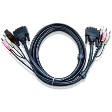 ATEN USB DVI-D Dual Link KVM Cable - 16.40 ft DVI/Mini-phone/USB KVM Cable for KVM Switch - First End: 1 x Type A Male USB, First End: 2 x Mini-phone Male Stereo Audio, First End: 1 x DVI-D (Dual-Link) Male Digital Video - Second End: 2 x Mini-phone Stere