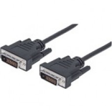 Manhattan Digital Video Cable - DVI-D Dual Link Male / DVI-D Dual Link Male - 15&#39;&#39; - DVI for Monitor, Projector, TV - 15 ft - 1 x DVI-D (Dual-Link) Male Digital Video - 1 x DVI-D (Dual-Link) Male Digital Video - Shielding - Black 301244