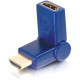 C2g Velocity 90&deg; Rotating HDMI Female to HDMI Male Port Saver Adapter - 1 x Male - 1 x Female - Blue - RoHS Compliance 40420
