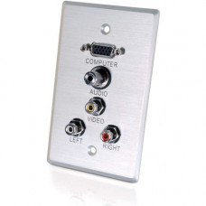 C2g 5 Socket Audio/Video Faceplate - 5 x Total Number of Socket(s) - 1-gang - Aluminum - Stainless Steel - 1 x Mini-phone Port(s) - 1 x VGA Port(s) - RoHS Compliance 40490