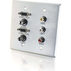 C2g 7 Sockets Audio/Video Faceplate - 2-gang - 2 x Mini-phone Port(s) - 2 x VGA Port(s) - RoHS Compliance 40508