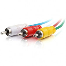 C2g 35ft Plenum-Rated Composite Video with Stereo Audio Cable with Low Profile Connectors - 35 ft Composite Video Cable - First End: 3 x RCA Male Video - Second End: 3 x RCA Male Video - Shielding - Black 40525