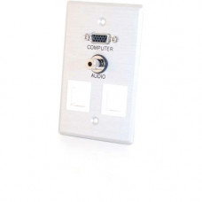 C2g VGA + 3.5mm Audio Pass Through Single Gang Wall Plate w/ 2 Keystones-Brushed Aluminum - 1-gang - 1 x Mini-phone Port(s) - 1 x VGA Port(s) 40544