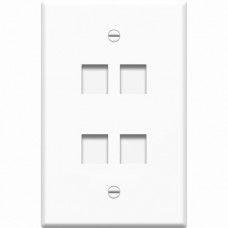 4XEM 4 Port/2 Gang RJ45 Cat5/Cat6 Ethernet Wall Plate (White) - 4 x Socket(s) - White 4XFP04KYWH