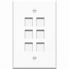 4XEM 6 Port/2 Gang RJ45 Cat5/Cat6 Ethernet Wall Plate (White) - 6 x Socket(s) - White 4XFP06KYWH