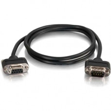 C2g 10ft Serial RS232 DB9 Cable with Low Profile Connectors M/F - In-Wall CMG-Rated - 10 ft Serial Data Transfer Cable - First End: 1 x DB-9 Male Serial - Second End: 1 x DB-9 Female Serial - Shielding - Black - RoHS Compliance 52158