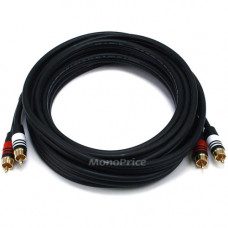 Monoprice 15ft Premium 2 RCA Plug/2 RCA Plug M/M 22AWG Cable - Black - 15 ft Coaxial Audio Cable for Audio Device - First End: 2 x RCA Audio - Male - Second End: 1 x RCA Audio - Male - Shielding - Gold Plated Connector - Black 5348