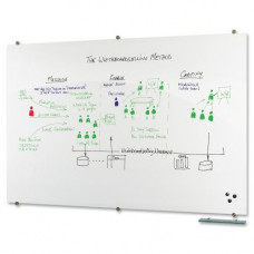 MooreCo Visionary Glass Dry-Erase Board - 96" (8 ft) Width x 48" (4 ft) Height - Rectangle - Assembly Required - 1 Each - GREENGUARD Compliance 83846