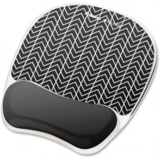 Fellowes Photo Gel Mouse Pad Wrist Rest with Microban&reg; - Black Chevron - Chevron - 9.3" x 7.9" x 0.9" Dimension - Black, White - Gel, Polyurethane Cover, Rubber Back - Stain Resistant, Skid Proof - TAA Compliance 9549901