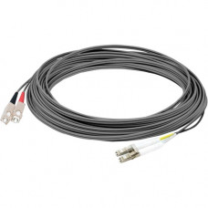 AddOn Fiber Optic Duplex Patch Network Cable - 3.28 ft Fiber Optic Network Cable for Network Device, Transceiver - First End: 2 x LC/PC Male Network - Second End: 2 x SC/PC Male Network - 10 Gbit/s - Patch Cable - OFNR, Riser - 62.5/125 &micro;m - Gra