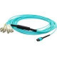 AddOn 40m MPO (Female) to 8xLC (Male) 8-strand Aqua OM4 Fiber Fanout Cable - 100% compatible and guaranteed to work in OM4 and OM3 applications ADD-MPO-4LC40M5OM4