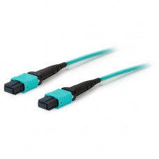 AddOn 15m MPO (Male) to MPO (Male) 12-strand Aqua OM3 Crossover Fiber OFNR (Riser-Rated) Patch Cable - 100% compatible and guaranteed to work ADD-MPOMPO-15M5OM3M