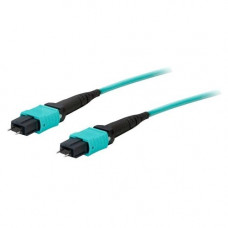 AddOn 50m MPO (Female) to MPO (Female) 12-strand Aqua OM4 Straight Fiber OFNR (Riser-Rated) Patch Cable - 100% compatible and guaranteed to work in OM4 and OM3 applications - TAA Compliance ADD-MPOMPO-50M5OM4S