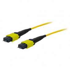 AddOn 50m MPO (Male) to MPO (Male) 12-strand Yellow OS1 Straight Fiber OFNR (Riser-Rated) Patch Cable - 100% compatible and guaranteed to work - TAA Compliance ADD-MPOMPO-50M9SMS-M