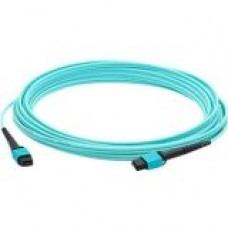 AddOn 50m MPO (Male) to MPO (Male) 12-strand Aqua OM3 Crossover Fiber OFNR (Riser-Rated) Patch Cable - 100% compatible and guaranteed to work - TAA Compliance ADD-MPOMPO-50M5OM3M