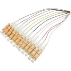 AddOn 1m Splice to LC (Female) 12-strand Multicolored OM1 Fiber Pigtail Cable - 100% compatible and guaranteed to work - TAA Compliance ADD-PT12-1MLC-OM1