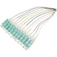 AddOn 3m Splice to SC (Female) 12-strand Multicolored OM3 Fiber Pigtail Cable - 100% compatible and guaranteed to work - TAA Compliance ADD-PT12-3MSC-OM3