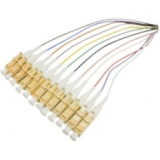 AddOn 3m Splice to SC (Female) 12-strand Multicolored OS1 Fiber Pigtail Cable - 100% compatible and guaranteed to work - TAA Compliance ADD-PT12-3MSC-OS1