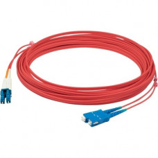 AddOn Fiber Optic Patch Duplex Network Cable - 3.28 ft Fiber Optic Network Cable for Transceiver, Network Device - First End: 2 x LC/PC Male Network - Second End: 2 x SC/PC Male Network - 10 Gbit/s - Patch Cable - Riser, OFNR - 62.5/125 &micro;m - Red