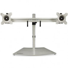 Startech.Com Dual-Monitor Stand - Horizontal - For up to 24" VESA Mount Monitors - Silver - Adjustable Computer Monitor Stand for Desk - Steel & Aluminum - Up to 24" Screen Support - 35.27 lb Load Capacity - 16.1" Height x 37.4" Wi