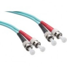 Axiom Fiber Optic Duplex Network Cable - 98.43 ft Fiber Optic Network Cable for Network Device - First End: 2 x ST Male Network - Second End: 2 x ST Male Network - 1.25 GB/s - 50/125 &micro;m - Aqua - TAA Compliant AXG96079