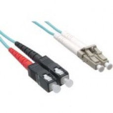 Axiom Fiber Optic Duplex Network Cable - 229.66 ft Fiber Optic Network Cable for Network Device - First End: 2 x LC Male Network - Second End: 2 x SC Male Network - 50/125 &micro;m - Aqua - TAA Compliant AXG96879