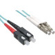 Axiom Fiber Optic Duplex Network Cable - 196.85 ft Fiber Optic Network Cable for Network Device - First End: 2 x LC Male Network - Second End: 2 x SC Male Network - 50/125 &micro;m - Aqua - TAA Compliant AXG96878