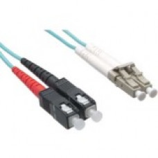 Axiom Fiber Optic Duplex Network Cable - 328.08 ft Fiber Optic Network Cable for Network Device - First End: 2 x LC Male Network - Second End: 2 x SC Male Network - 50/125 &micro;m - Aqua - TAA Compliant AXG96882
