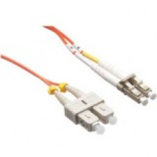 Axiom Fiber Optic Duplex Network Cable - 229.66 ft Fiber Optic Network Cable for Network Device - First End: 2 x LC Male Network - Second End: 2 x SC Male Network - 50/125 &micro;m - Orange - TAA Compliant AXG96895