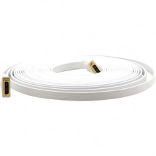 Kramer Video Cable - 50 ft DVI Video Cable for Video Device - First End: 1 x DVI Male Video - Second End: 1 x DVI Male Video - White C-DM/DM/FLAT(W)-50