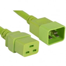 ENET C19 to C20 8ft Green Power Cord Extension 250V 12 AWG 20A NEMA IEC-320 C19 to IEC-320 C20 Green 8&#39;&#39; - Lifetime Warranty C19C20-GN-8F-ENC