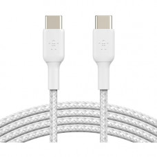 Belkin BOOST&uarr;CHARGE Braided USB-C to USB-C Cable - 3.28 ft USB-C Data Transfer Cable - First End: 1 x Type C Male USB - Second End: 1 x Type C Male USB - White CAB004BT1MWH