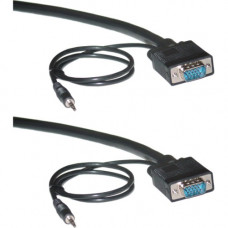 SIIG CB-VG0T11-S1 Audio/Video Cable - 100 ft A/V Cable for Monitor - First End: 1 x 15-pin HD-15 Male VGA, First End: 1 x Mini-phone Male Audio - Second End: 1 x 15-pin HD-15 Male VGA, Second End: 1 x Mini-phone Male Audio - Shielding - Gold Plated Contac