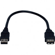 Qvs USB 2.0 High-Speed Extension Cable - 1 ft USB Data Transfer Cable for Network Device - First End: 1 x Type A Male USB - Second End: 1 x Type A Female USB - Extension Cable - Black CC2210C-01