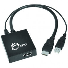 SIIG HDMI to DisplayPort 4K Ultra HD Active Adapter - 1.57" DisplayPort/HDMI/USB A/V Cable for Audio/Video Device - First End: 1 x HDMI Male Digital Audio/Video - Second End: 1 x DisplayPort Female Digital Audio/Video, Second End: 1 x Female Micro US